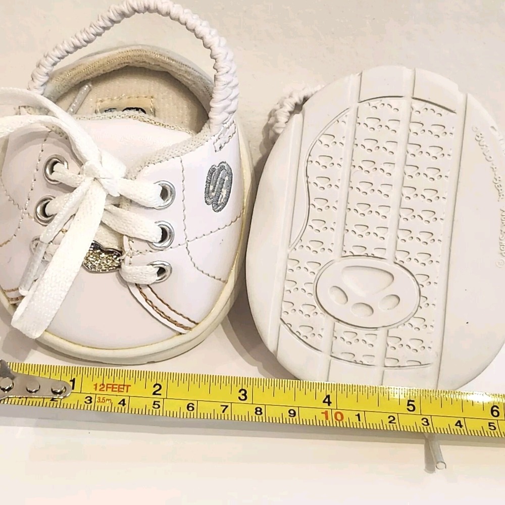 Build A Bear Workshop Skechers White Tennis Shoes With Glitter Heart BABW